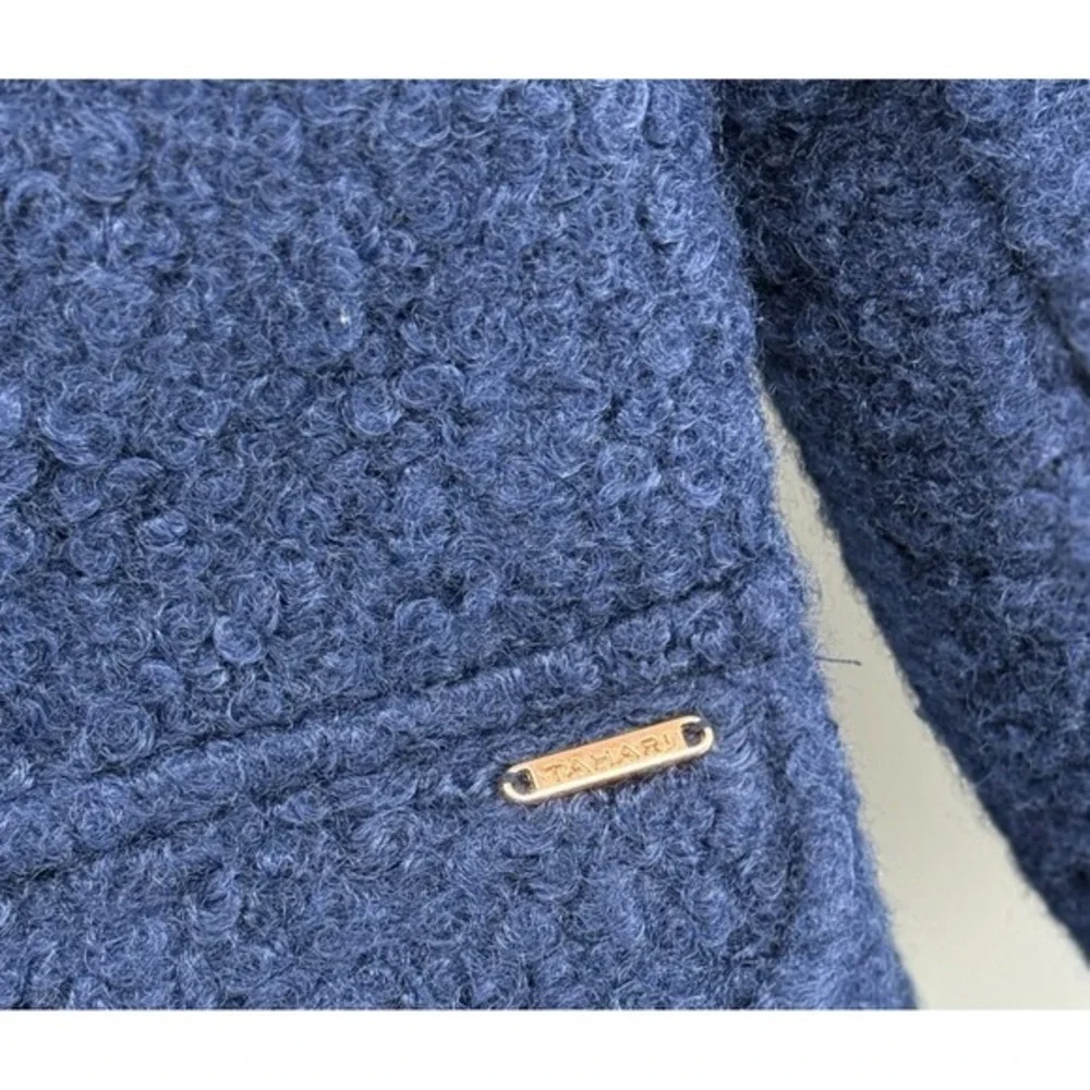 Tahari Girl‎ Navy Blue Boucle Coat Faux Fur Collar Kids Size 5 NWT JBGU902